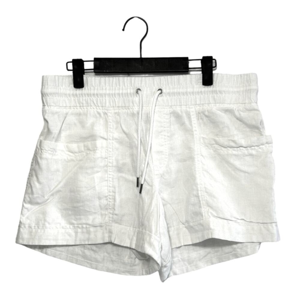Athleta White Drawstring Linen-Blend Shorts